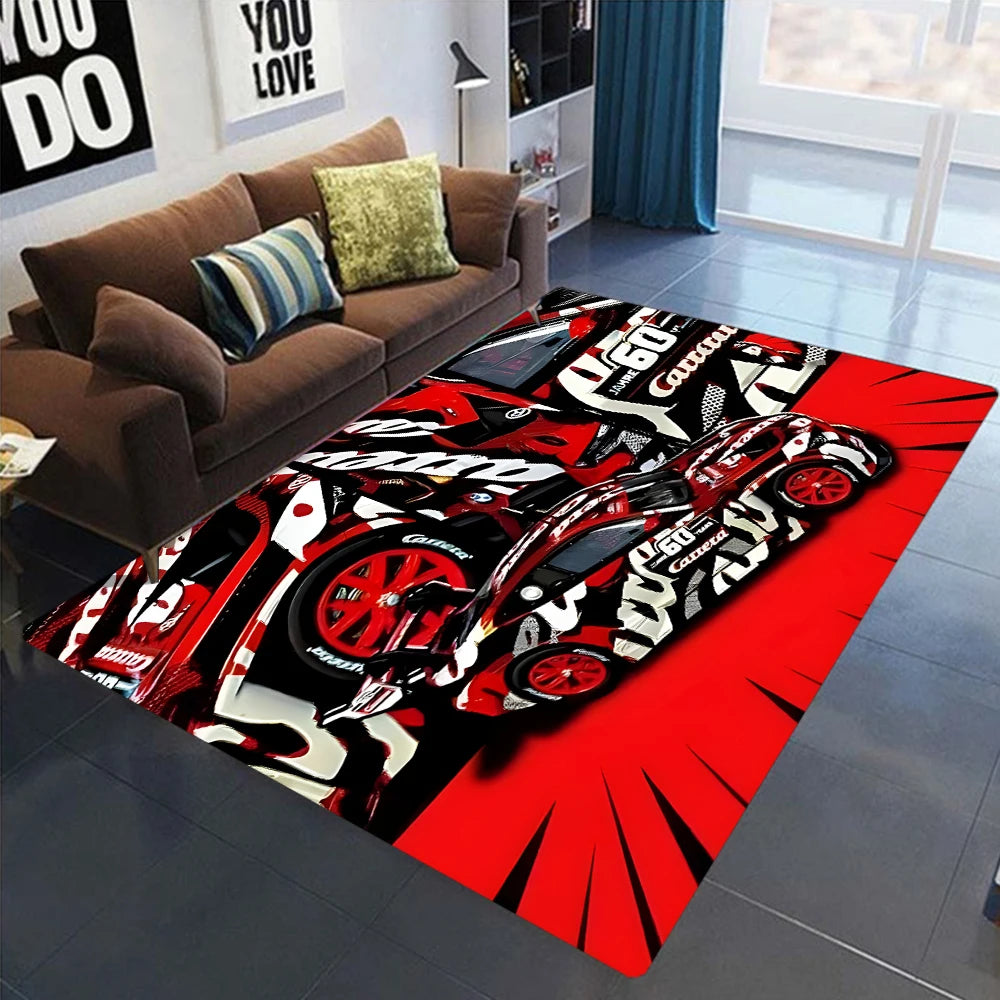 Racing Car Pattern Carpet for Bedroom Decor Non-slip Home Living Room Sofa Area Rugs Washable Coffee Table Bathroom Floor Mat