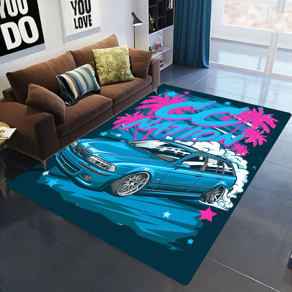 Racing Car Pattern Carpet for Bedroom Decor Non-slip Home Living Room Sofa Area Rugs Washable Coffee Table Bathroom Floor Mat