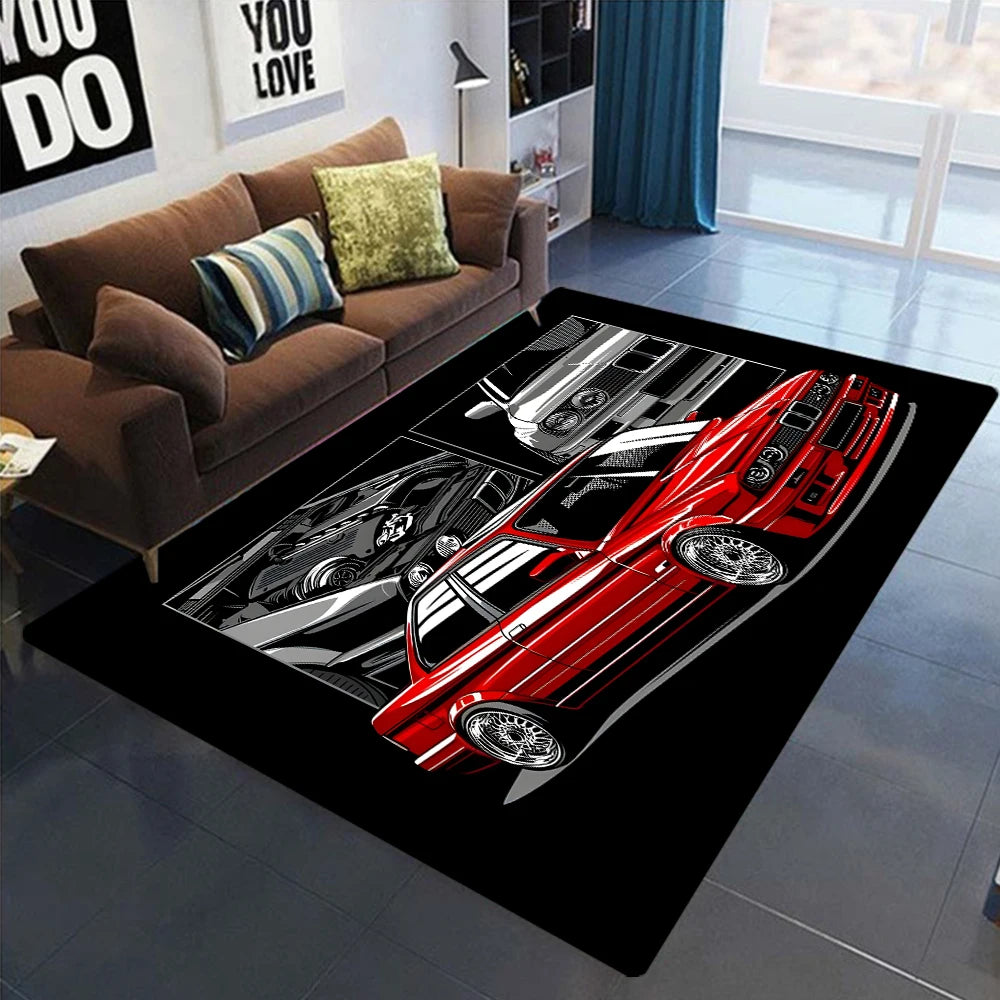 Racing Car Pattern Carpet for Bedroom Decor Non-slip Home Living Room Sofa Area Rugs Washable Coffee Table Bathroom Floor Mat