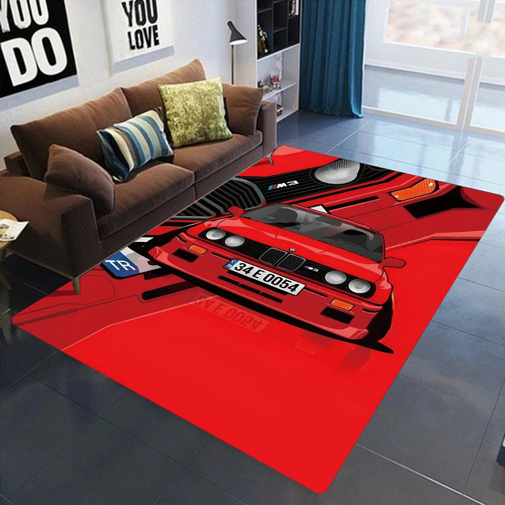 Racing Car Pattern Carpet for Bedroom Decor Non-slip Home Living Room Sofa Area Rugs Washable Coffee Table Bathroom Floor Mat