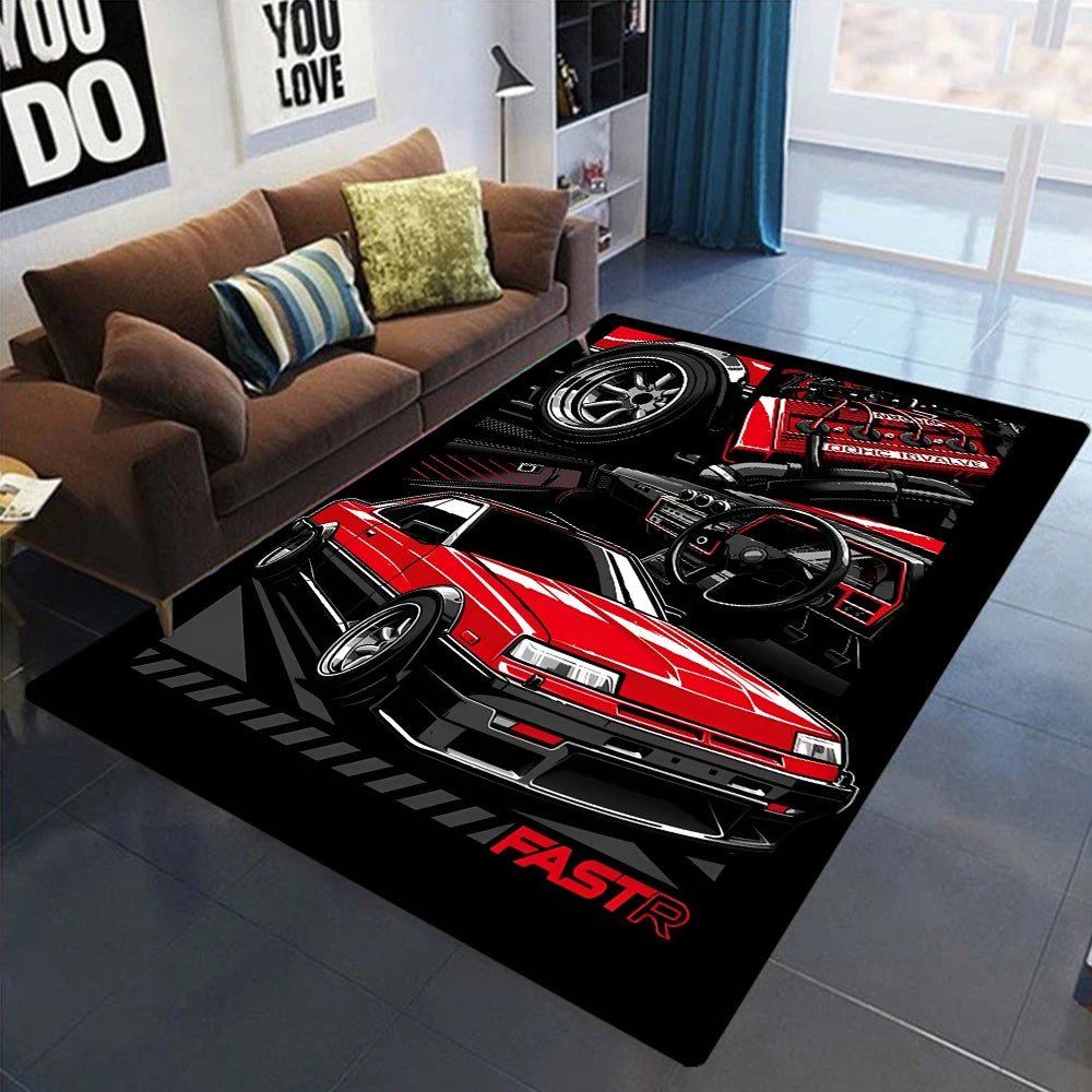 Racing Car Pattern Carpet for Bedroom Decor Non-slip Home Living Room Sofa Area Rugs Washable Coffee Table Bathroom Floor Mat